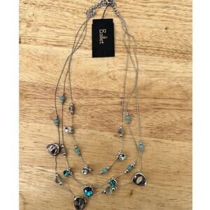 Ballet Teal Pearl Stone Three-Strand Fashion Statement Necklace Jewelry NEW